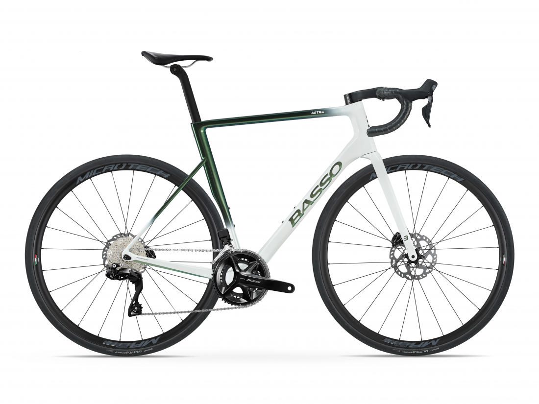 Astra disc, pop green, Shimano 105 Di2, Microtech MrLite, 2023